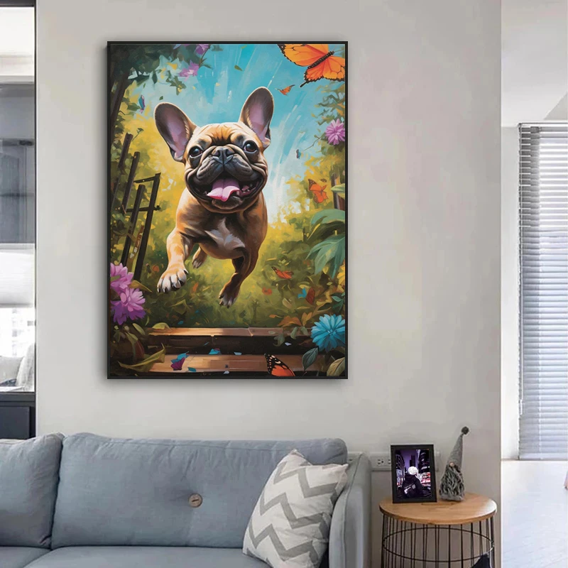 French Bulldog Animal Pet Dog Abstract Canvas Painting Print Wall Art Poster and Picture Home Office Room Decor Gifts Unframed