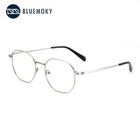 BLUEMOKY Geometric Design Optical Glasses Frame Unisex Polygonal Metal Frame Non Prescription Eyewear for Men and Women