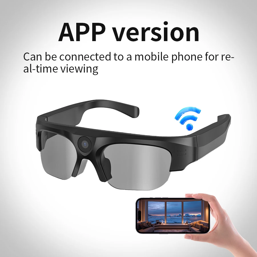 Bluetooth glasses with APP application, 4K high-definition glasses recorder, mini sports glasses camera, polarized sunglasses