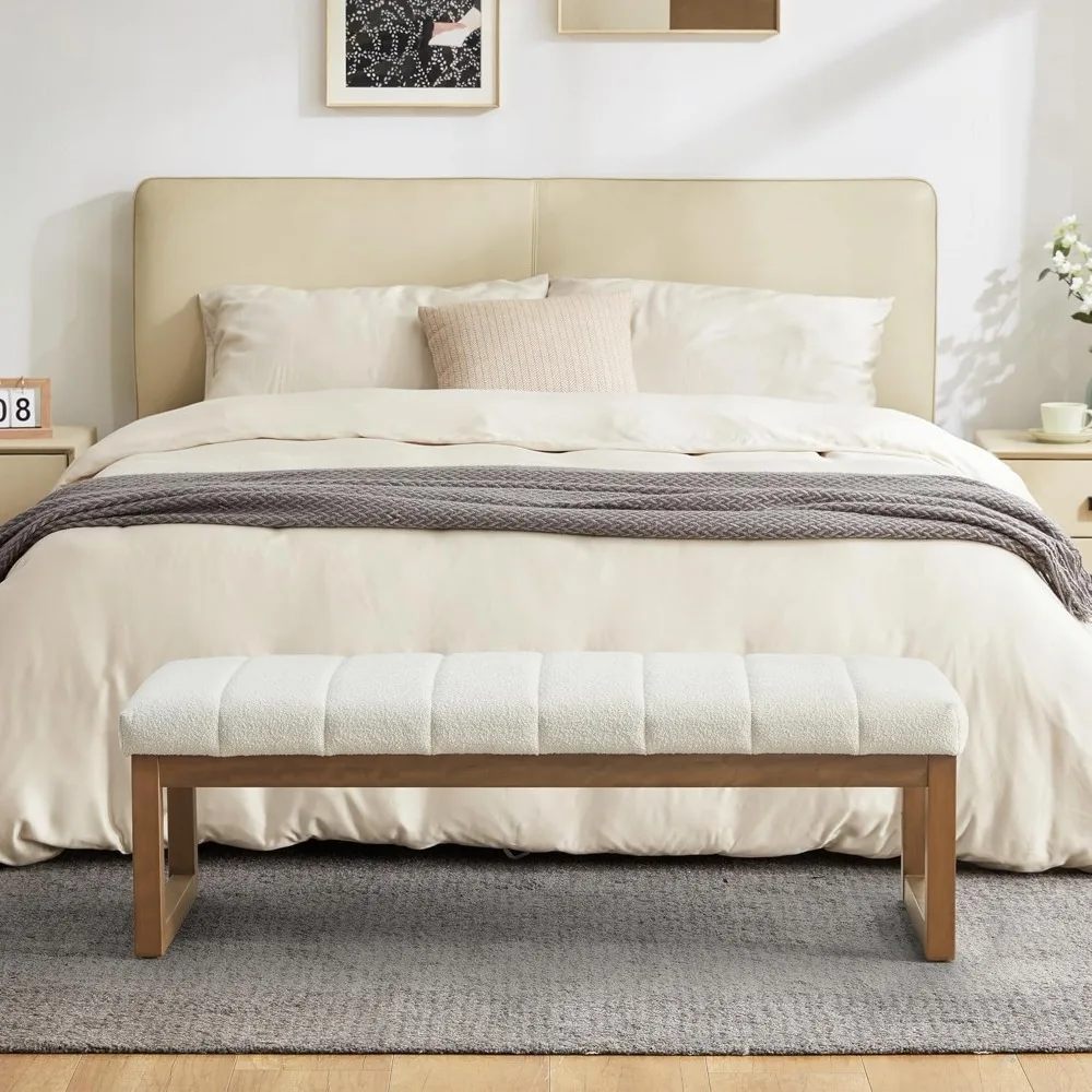 مقعد غرفة نوم من قماش تيدي منجد حديث مقاس 52.7 بوصة - مسند قدم متعدد الوظائف ومدخل/غرفة طعام عثمانية #6