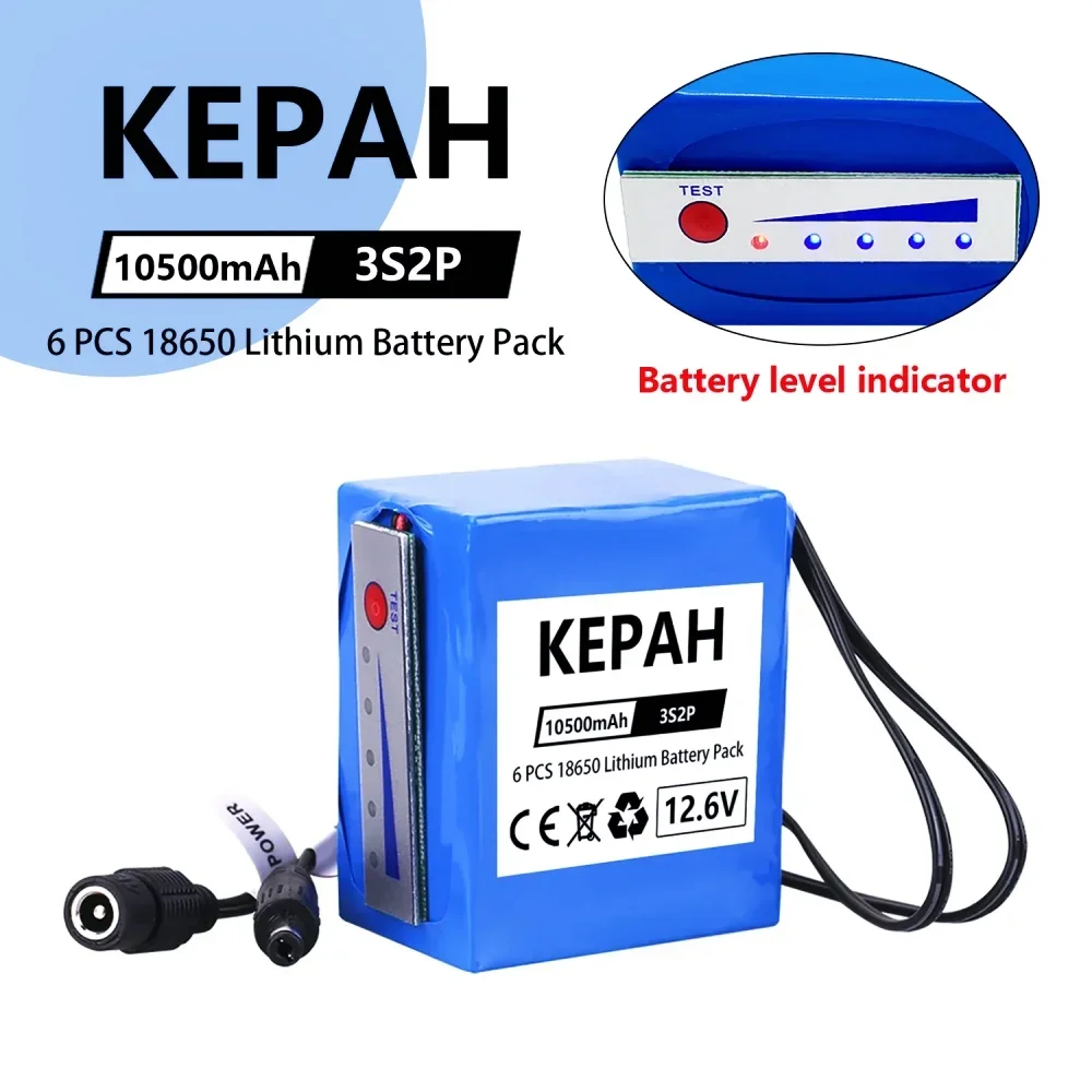 12V professional lithium battery,original 12.6V 3s2p battery 10500mah indicator used for fish detector underwater fishing camera