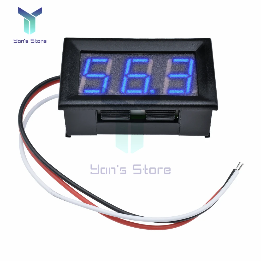 หลอดดิจิตอล LED Voltmeter DC 0-99V แรงดันไฟฟ้า Meter Tester DC Amp เครื่องวัดโวลต์มิเตอร์สามสายโวลต์มิเตอร์ใหม่ DIY เครื่องมือ