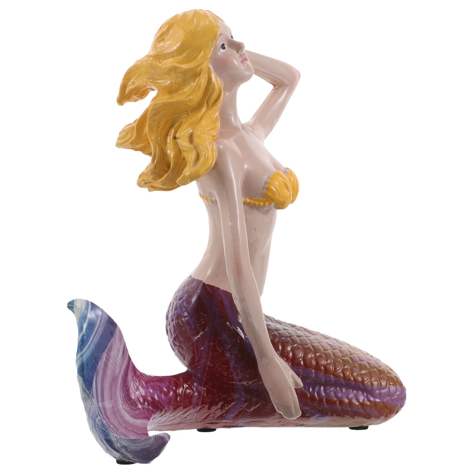 

Статуэтка русалки из смолы, расписанная вручную, для декора в морском стиле, устойчивая к атмосферным воздействиям, для сада, патио, аквариума, пруда, морского декора