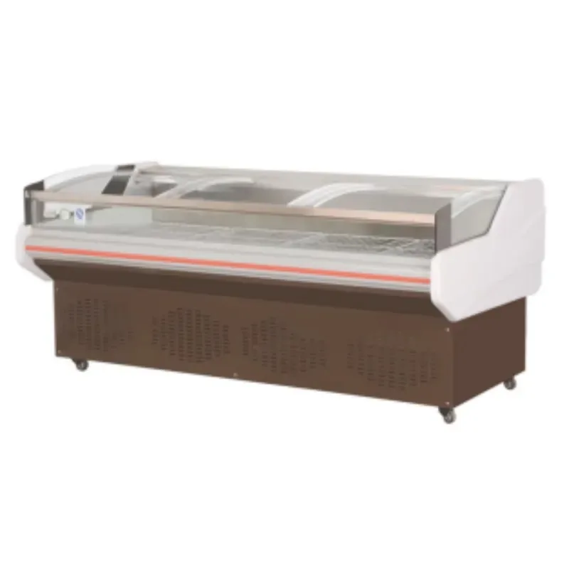 Supermarket Air Curtain Fresh Meat Display Cabinet LED Light Butcher Shop Open Chiller