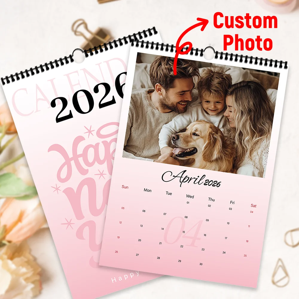 

1pc/2pcs 2026 Custom Calendar - Personalized Wall Calendar Upload 6 photos Wall calendar Birthday, Christmas, New Year gift