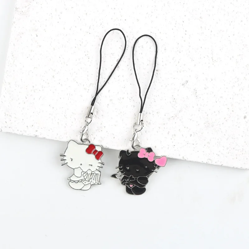 Sanrio dos desenhos animados anime olá kitty metal chaveiro bonito pingente do telefone móvel criativo zíper unidade usb decoração casal accessorie