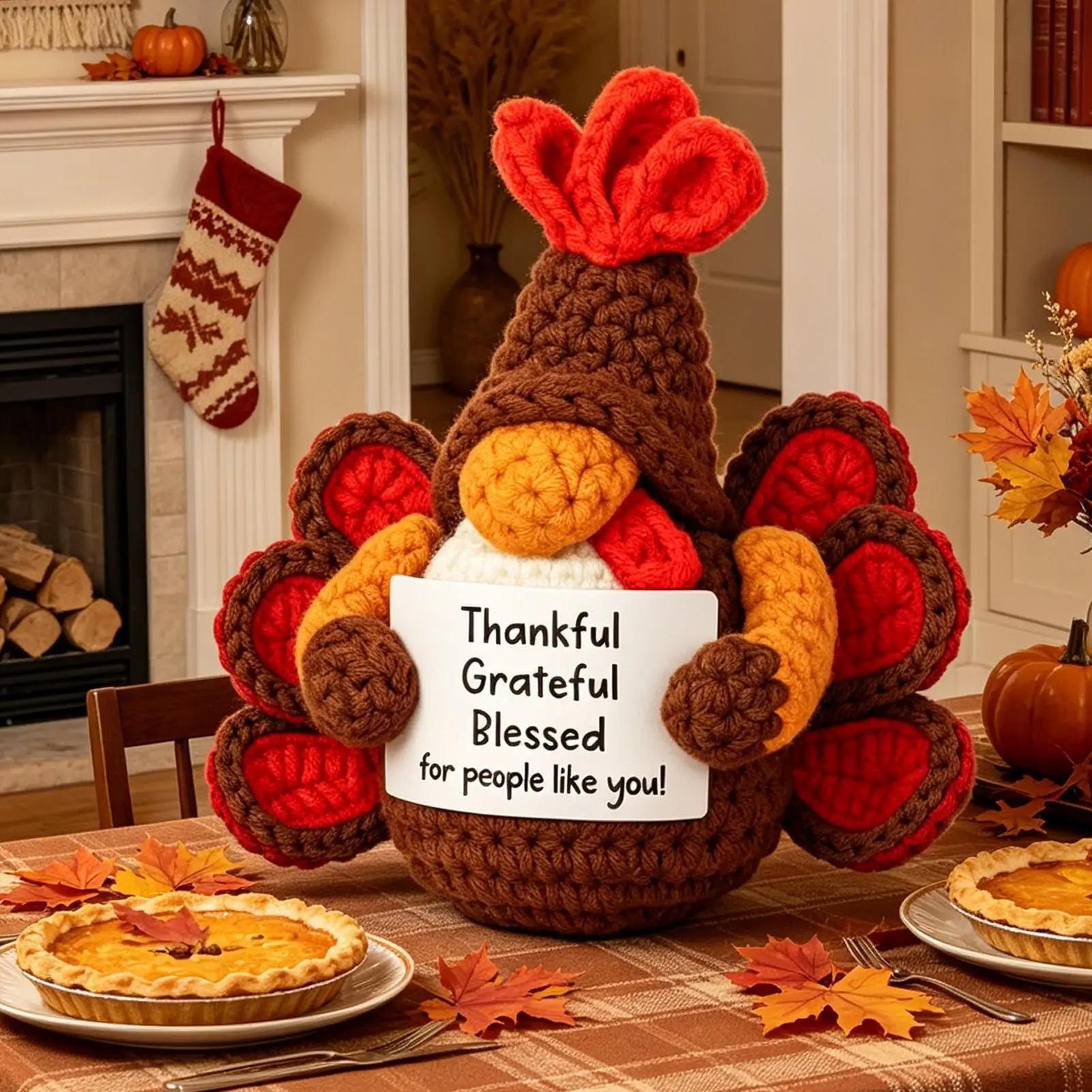 Thanksgiving Crochet Doll Festival Thank You Desktop Figure Crocheting Art Thanksgiving Turkey For Dining Table Nightstand