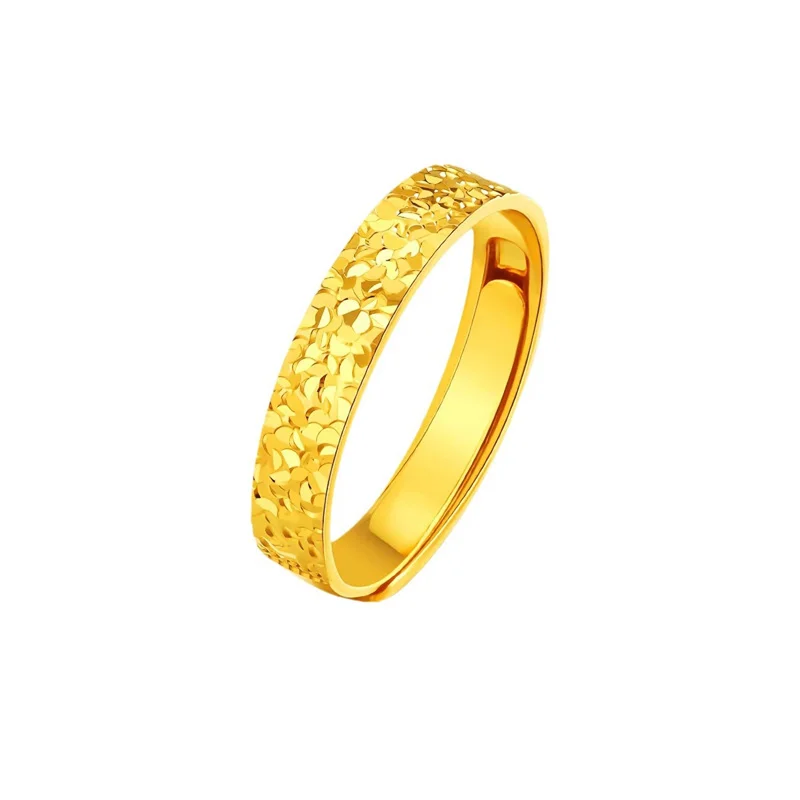 

24K gold men's and women's rings, fashionable and versatile with simple design, high-end couple opening ring jewelry