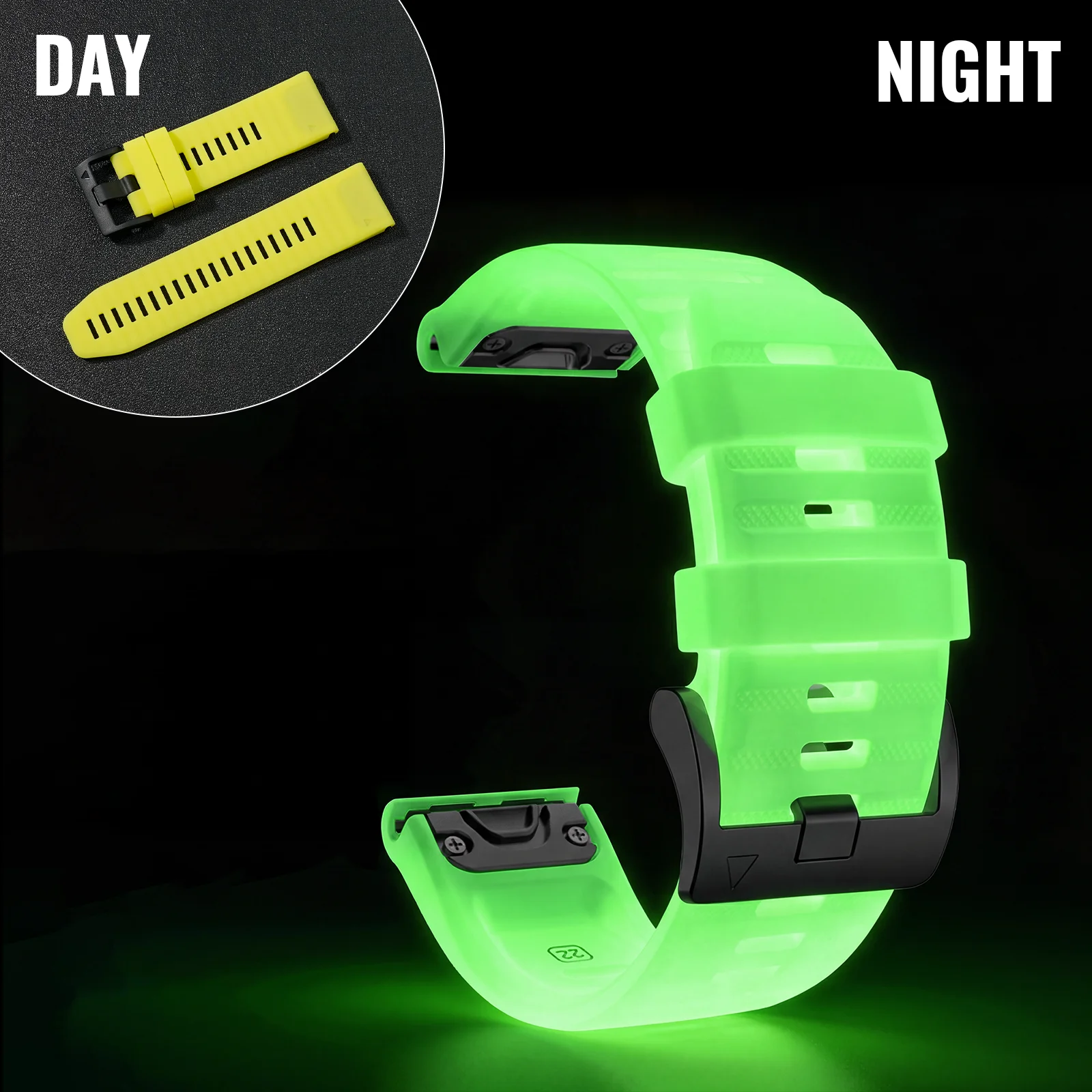 Quick Fit 22 26mm Leuchtendes Silikon-Uhrenarmband für Garmin Fenix 6 6X 7 7X 5 5X Plus Epix Pro Enduro 3 Forerunner 970 965 Fenix8