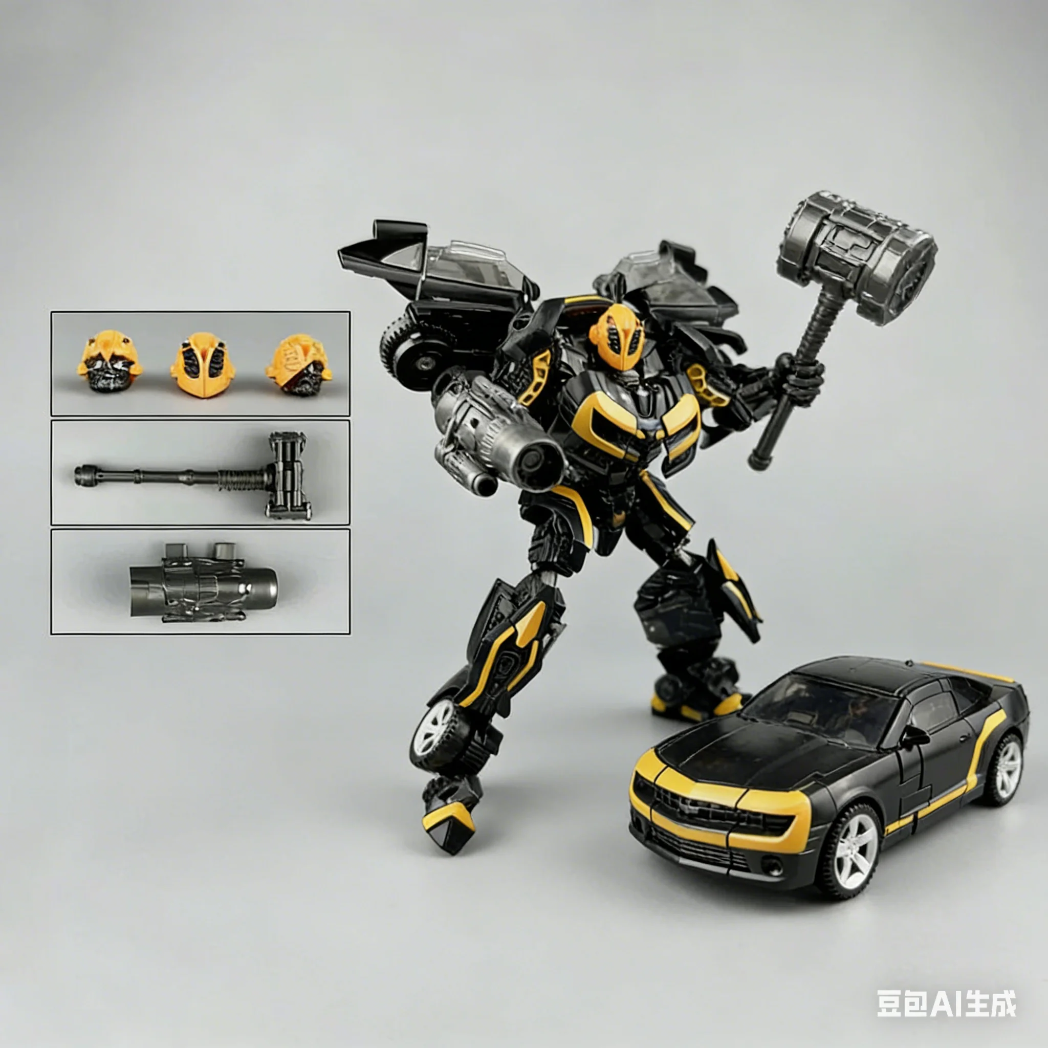 16cm Transforming Car Robot Toy Ss49 Dark Battle Hammer Bumblebee Fighter Action Figure Deformable Vehicle Model Toy Boys Gifts