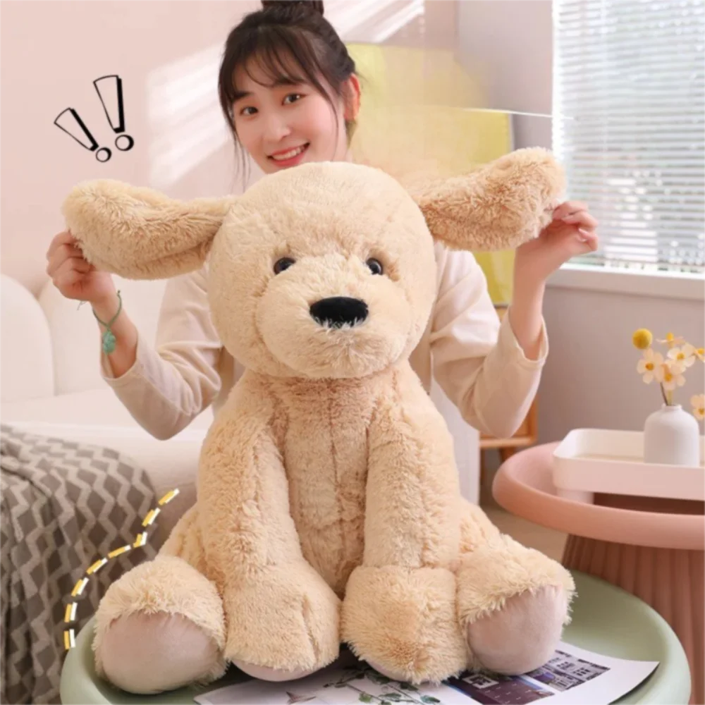 かわいい 35/55 センチメートル黄色の犬が座っているふわふわの写真撮影小道具ソフトスリーピングメイトガールフレンド