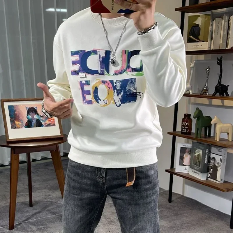 Men's Pullover Crewneck Round Neck Cotton Male Sweatshirt Harajuku Fashion Pastel Color High Quality Emo New In Cheap One Piece