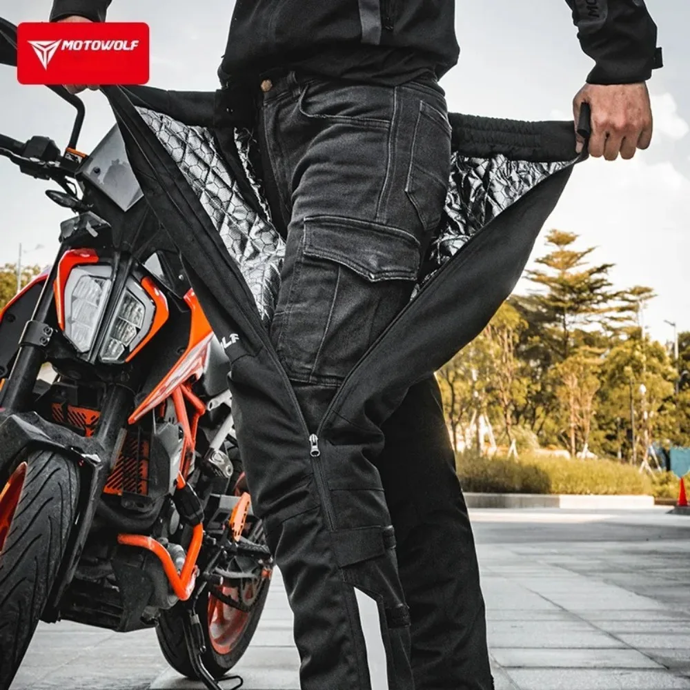 Motowolf Motorcycle Pants Quick Release Trousers Winter Warm Biker Overpants Waterproof Windproof Graphene Lining Moto Trouser