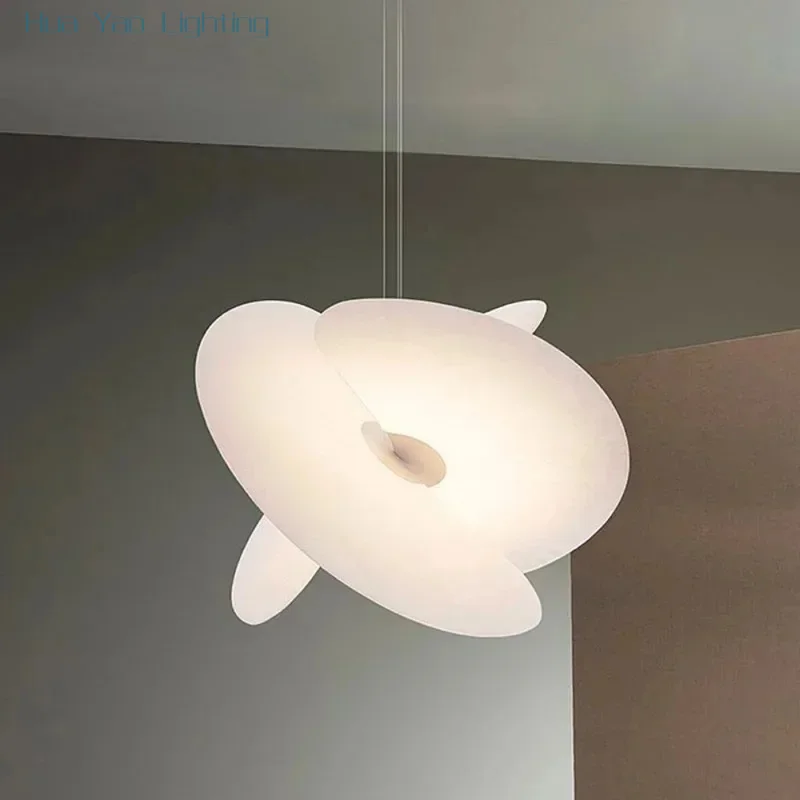 

Nordic White Leaf Pendant Light Art Living Room Bedroom Dining Room LOFT Duplex Designer Silk Fabric Chandelier