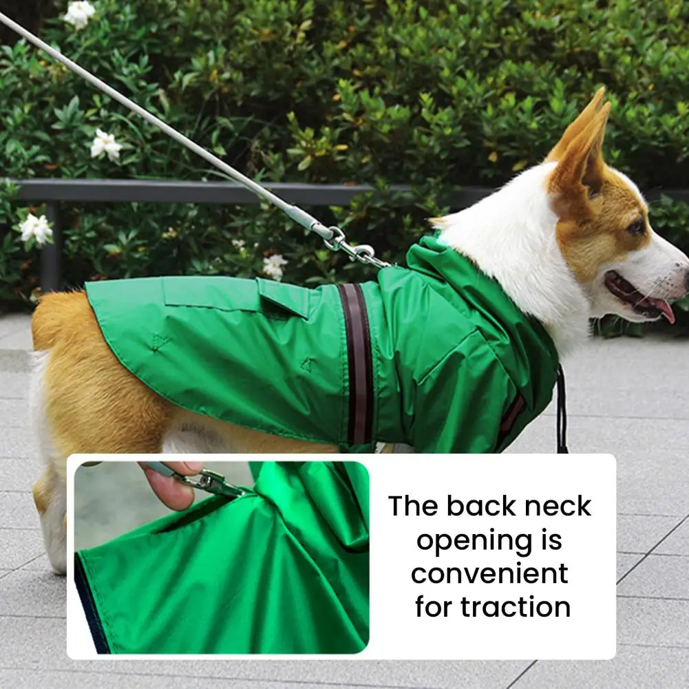 Pet Raincoat with Leash Hole Dog Rain Poncho with Leash Opening Waterproof Dog Raincoat with Reflective Strips Leash for Small