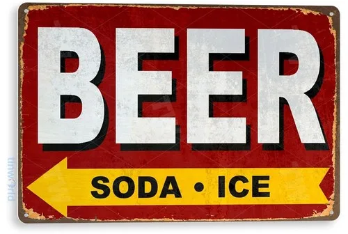 TIN SIGN Beer Soda Ice, Bar, Pub, Store, Marina, Rustic, Metal Décor, C000 --Tin Sign