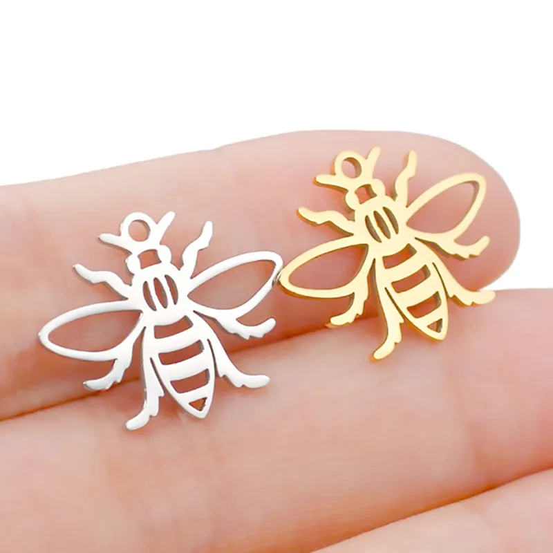 

WZNB 5Pcs Hollow Bee Charms Moth Stainless Steel Pendant for Jewelry Making Handmade Earring Bracelet Necklace Diy Accessories
