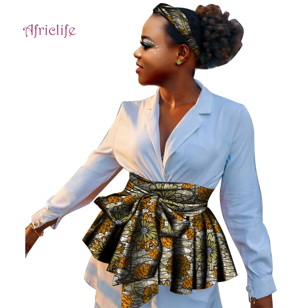 Wrap Women Skirts Africa Lady High Waist A Line Short Skirt with Best Asymmetrical Female Clothes Waist Jewelry Wyb514