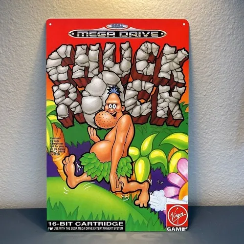 Chuck Rock Mega Drive Retro Video Game Metal Poster Tin Sign