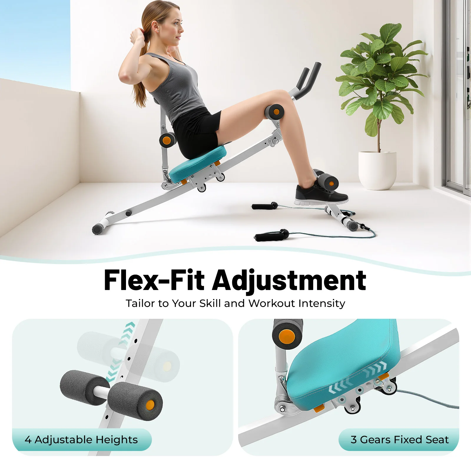 ABS معدات تجريب قابلة للتعديل للمنزل الصالة الرياضية كله الجسم تجريب مدرب خصر للنساء والرجال ، آلة تمارين Abs الأساسية