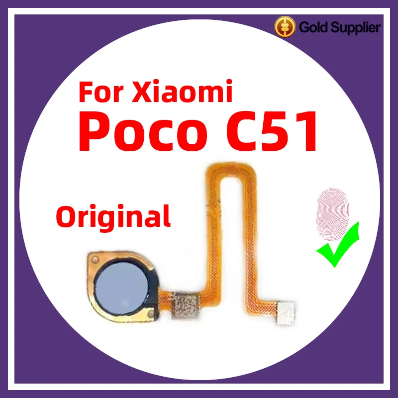 Original For Xiaomi Poco C51 Fingerprint Sensor Scanner Touch ID Connect home button Flex Cable