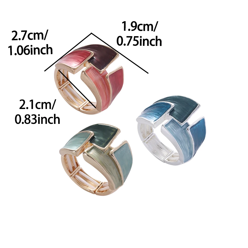 Cring Coco Geometric Ring Accessories Women\'s Elegant Enamel Ring Adjustable Round Ring Jewelry Fashion Women\'s Christmas Gift
