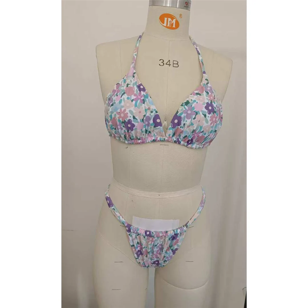 XS - XL, Bikini mit Blumenmuster, Damen-Badeanzug, zweiteiliges Bikini-Set, Damen-Badebekleidung, gepolsterter Badeanzug, Badeanzug, Modell V6530. – Detail 17