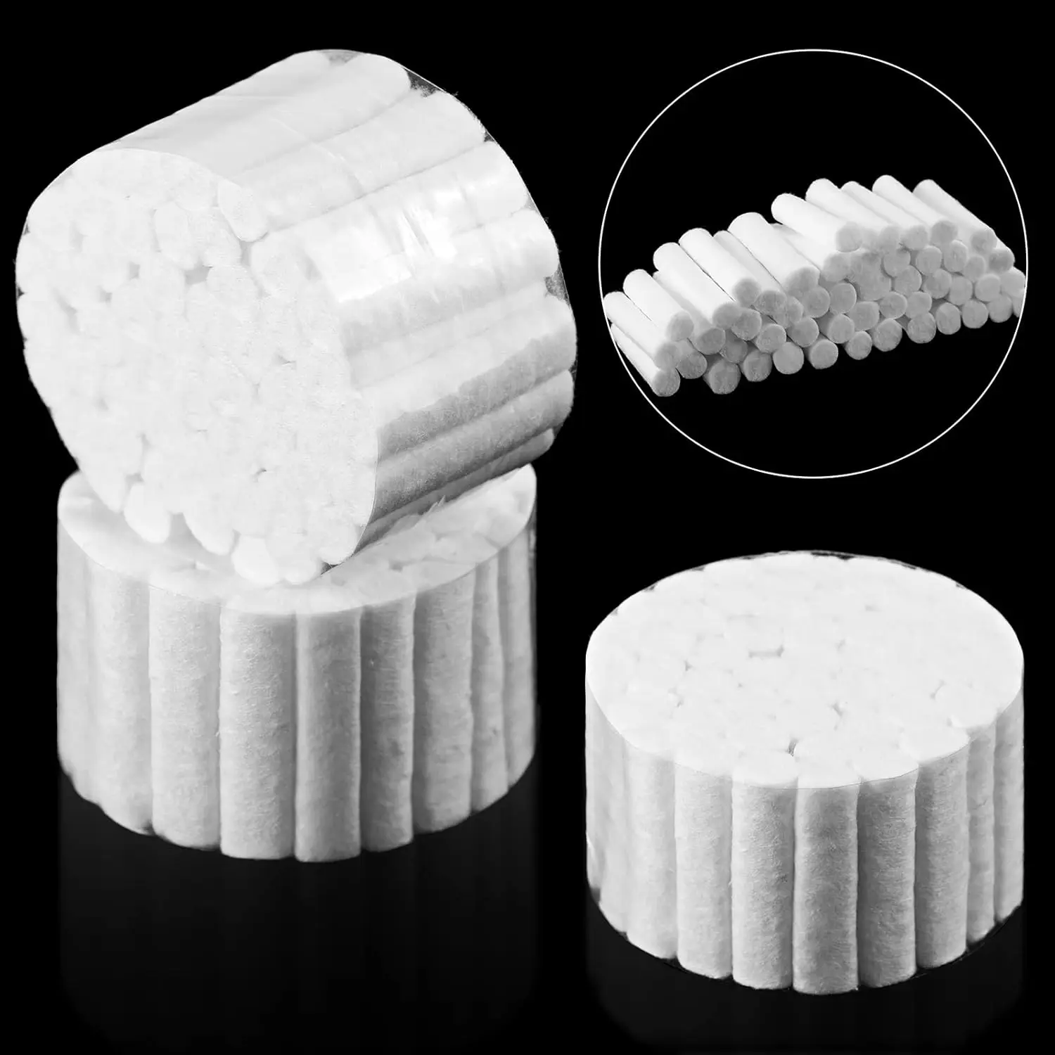 200 Pcs 1.5 Inch Dental Cotton Rolls for Mouth, Gauze Rolls Cottons Pads for Dentists Flexible Mouth Gauze Access