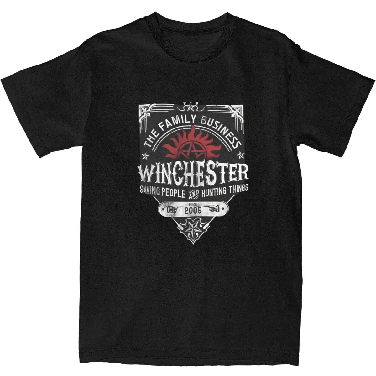 Supernatural Winchester T Shirt Beach Vintage T-Shirts Cotton Fashion Tee Shirt For Men Short-Sleeve Casual Top Tees