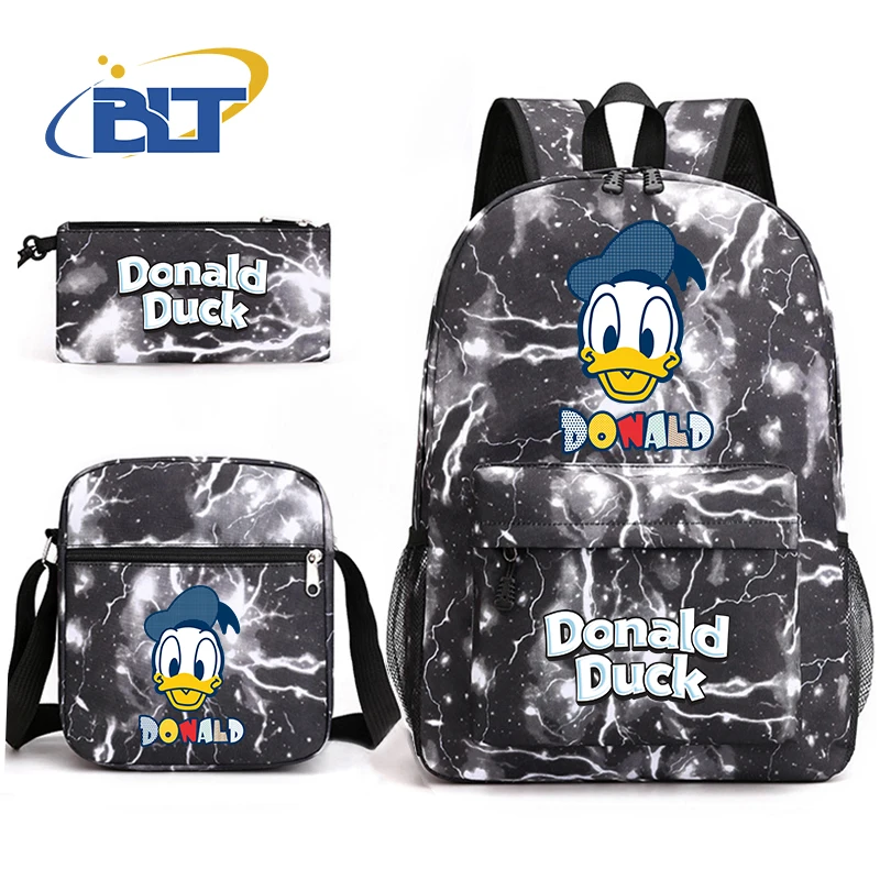 Disney Donald Duck Printed Student Backpack Set Boys Girls Backpack Shoulder Bag Pencil Case 3-Piece Set