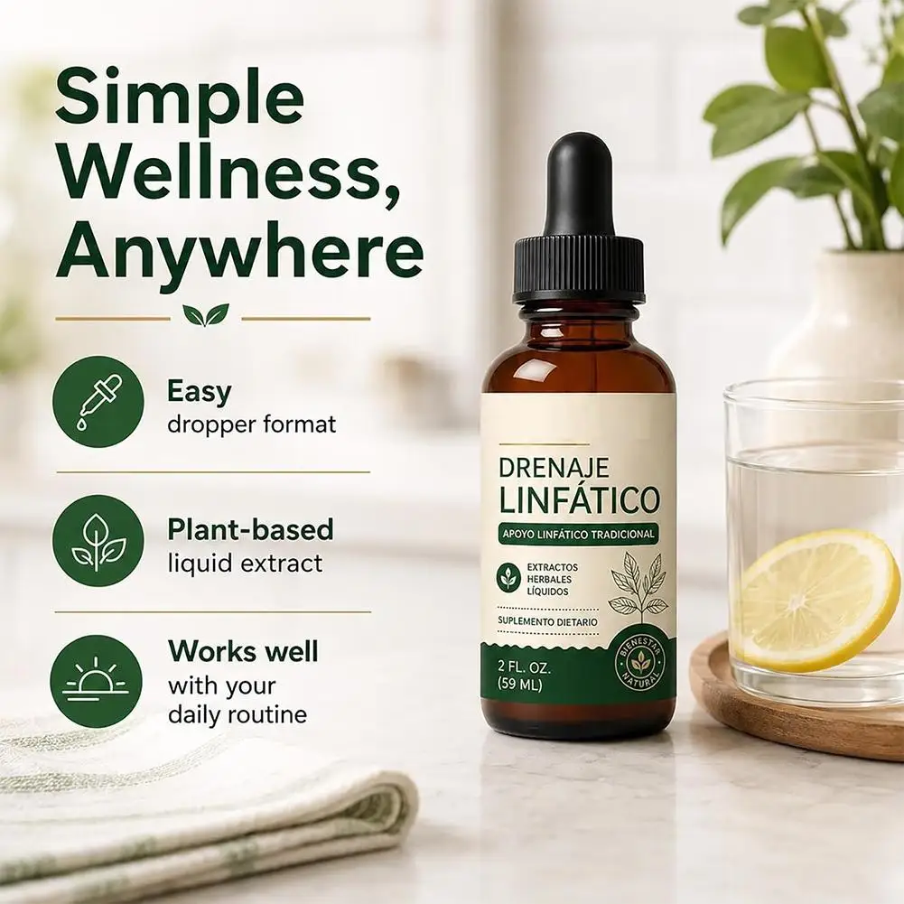 Lymphatic Drainage Support Drops Multi Plant Blend Supplement Ampoule Drops Herbal Liquid Extract for Daily Wellness