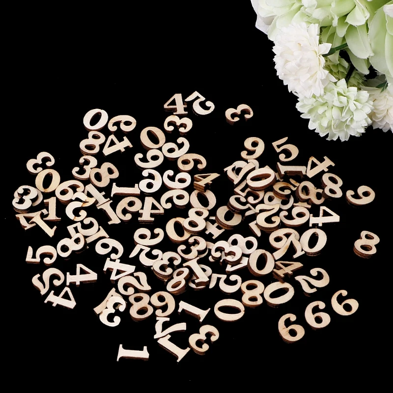 Set decorazioni con numeri in legno da 100 piccoli numeri arabi da 15 mm, artigianali fai da te