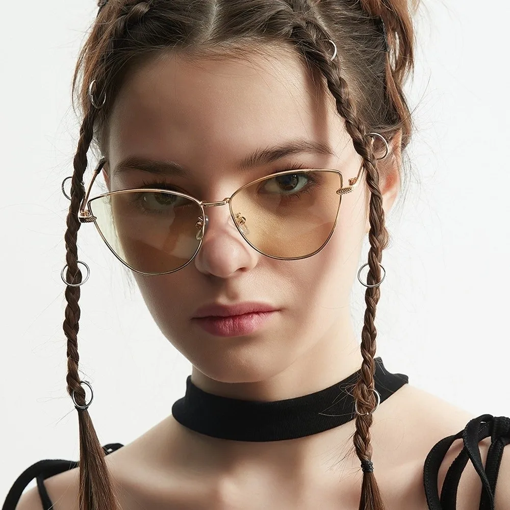 

Vintage Multicolor Cat Eye Sunglasses Alloy Frame Sun Protection UV400 Eyewear Punk Lightweight Big Frame Sun Glasses Outdoor
