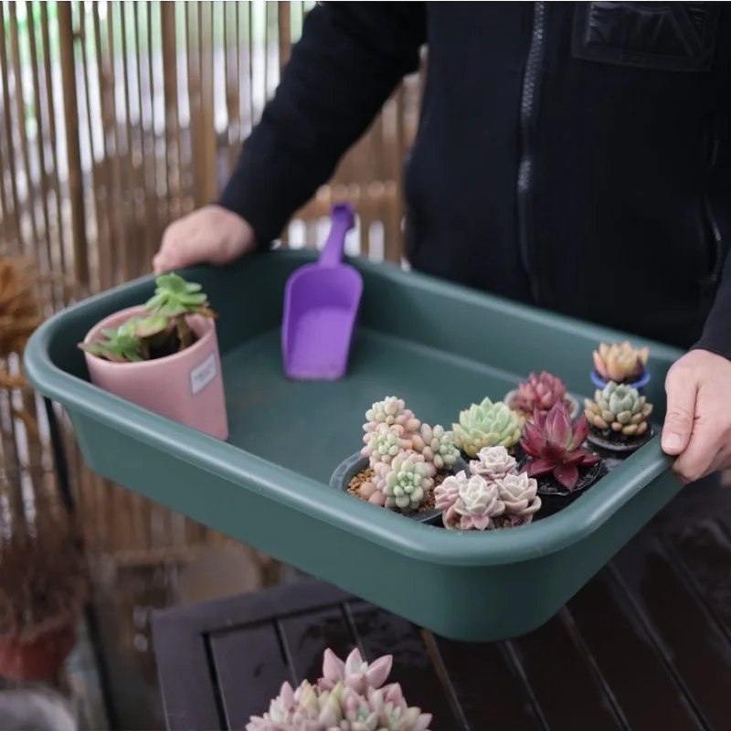 

Flower pot tray, gardening multi-functional operation tray, square plastic water tray, succulent soil changing mat