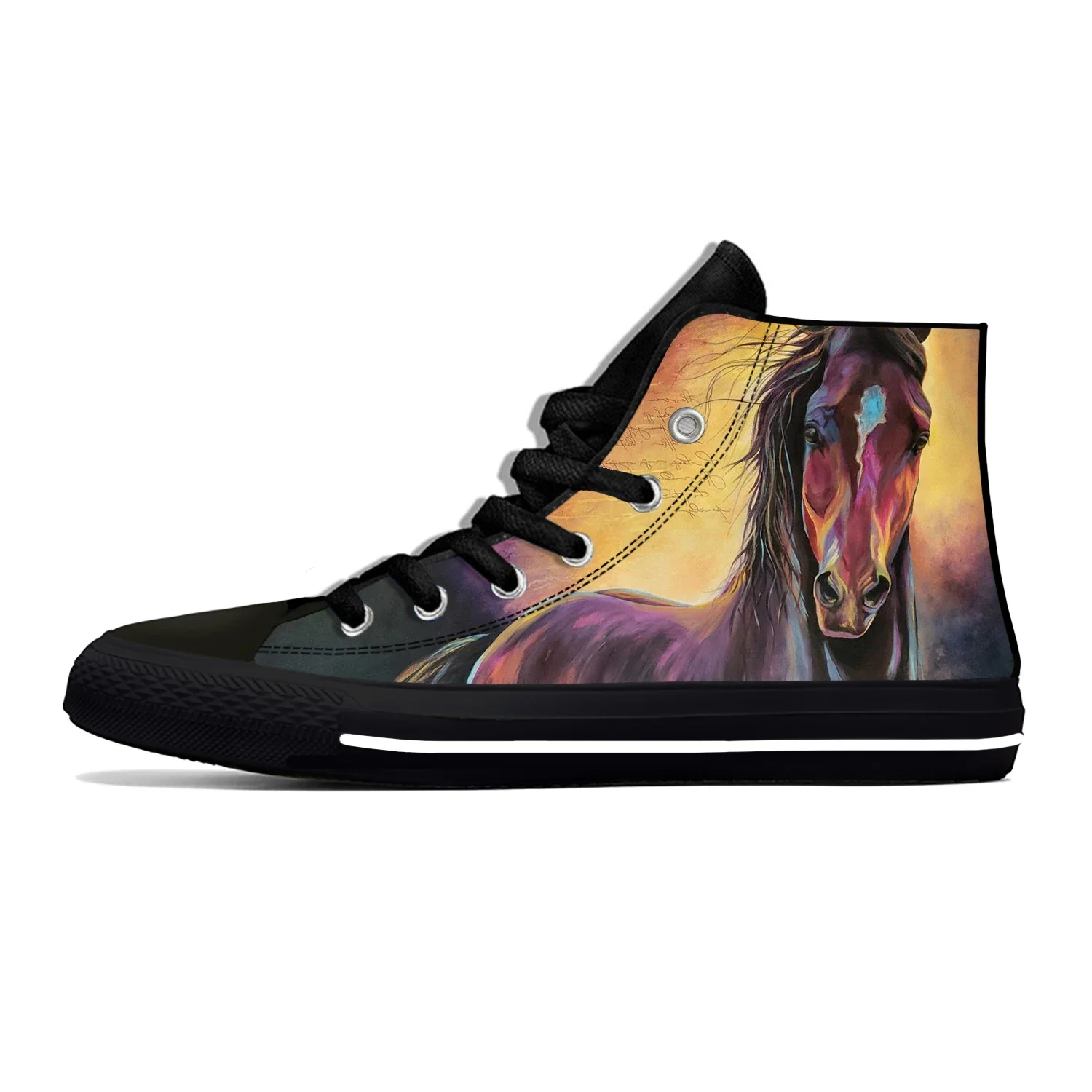 Hot Animal Crazy Horse Art New Arrive Fashion High Top Canvas Shoes Men Women Casual Breathable Sneakers High Top Board Shoes