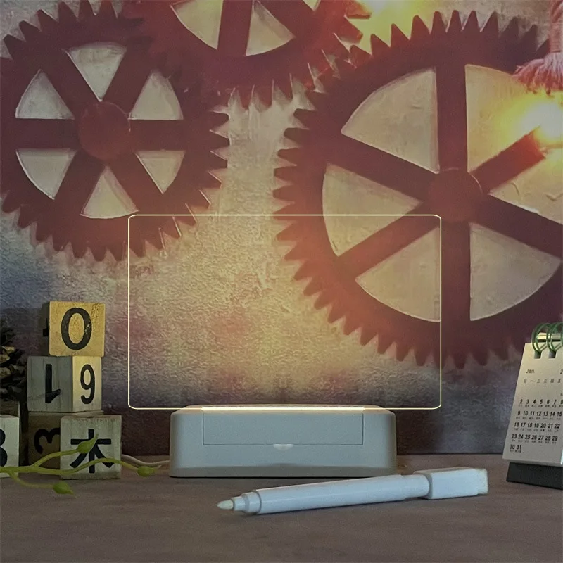 Transparent Acrylic Plug-In Luminescent Note Board Desktop Memo Polaroid Decorative Board Night Light Room Decoration