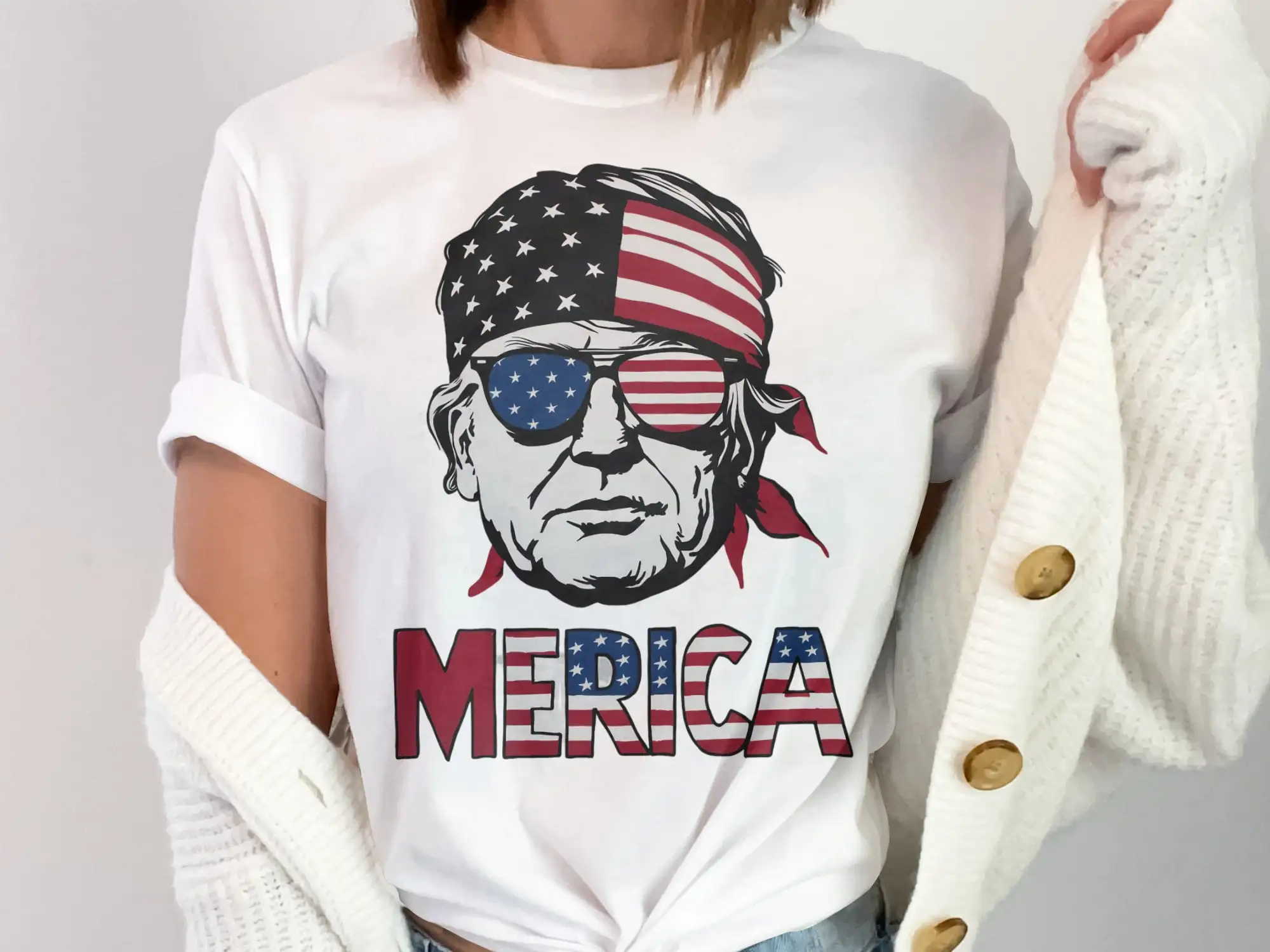 Patriotic Merica T Shirt With Usa Flag And Sunglasses Bold America Vote Apparel Liberty