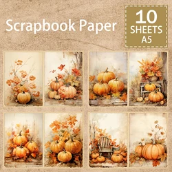 10 Sheets A5 Size Halloween Pumpkin Background Vintage Grunge Journal Planning Scrapbooking