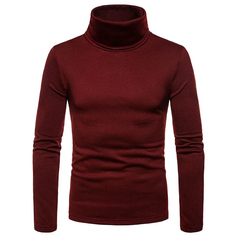 Fashion Men\'s Casual Slim Fit Basic Turtleneck Knitted Sweater High Collar Pullover Male Double Collar Autumn  Winter Tops