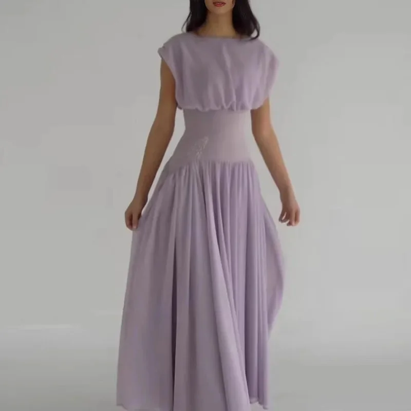 Customized Simple Chiffon Sash Draped A-line Poretrait Long Dresses Bespoke Occasion Dresses Casual Exquisite Sizes Available