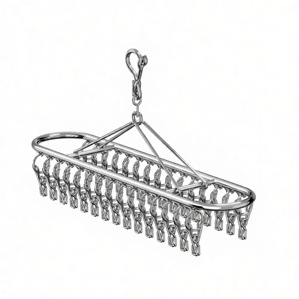 Stainless Steel Clip Drying Rack Laundry Hanger For Socks Underwear Balcony Organizer Efficient Space Saving Storage Tool