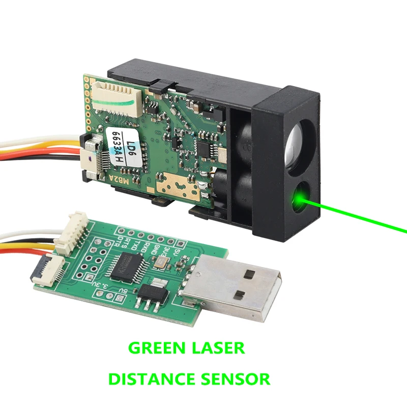 Industrial 60m Green      Distance Sensor Module with RS485 Output Green      Distance Measurement Sensor