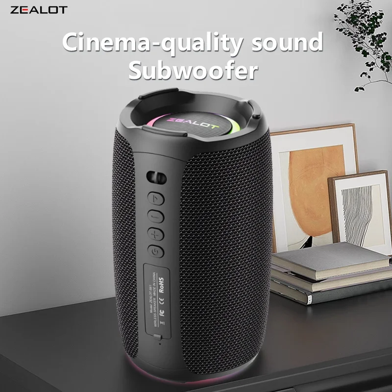 ZEALOT S61 20W Wireless Speakers (Without Microphone), Support Wired Microphone, Portable Subwoofer Speaker, 3600mAh Battery.