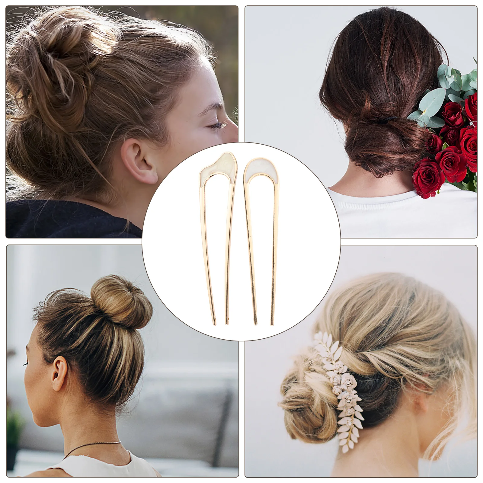 

2pcs U Shaped Hairpin Fork Accessories Classical Decorative Pins for Women Thick Hair Vintage Hairstyles