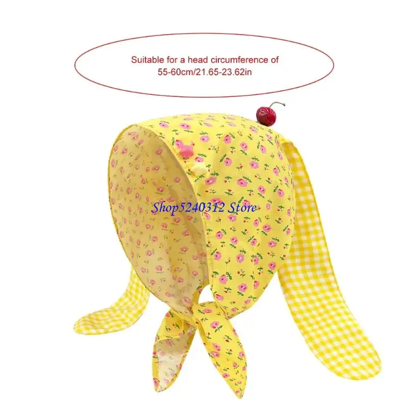 634C قابل للتعديل آذان أرنب الشعر باندانا غطاء الرأس قبعة قطنية ناعمة للفتيات النساء