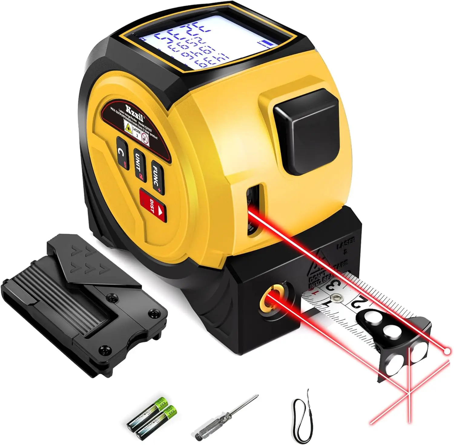 

Laser Tape Measure 3-in-1 135ft Rangefinder with 16ft Tape for Area, Volume, Multi-Unit (Ft/Ft+in/in)