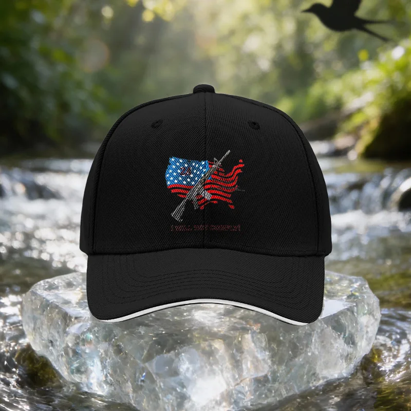 USA Gun Rights Flag Sandwich Cap, Unisex Easy Lightweight Adjustable Outdoor Sun Hat, Ideal Gift for Travel, Parties, Birthdays,