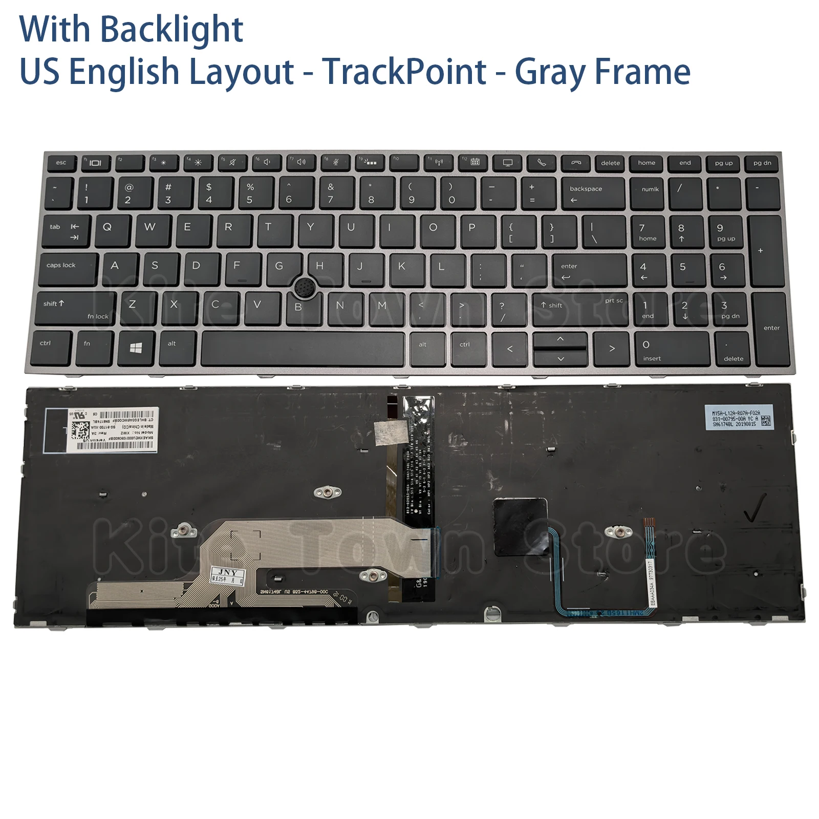 US Laptop Keyboard Backlit for HP ZBook 15 G5 G6 17 G5 G6 Gray Frame With TrackPoint