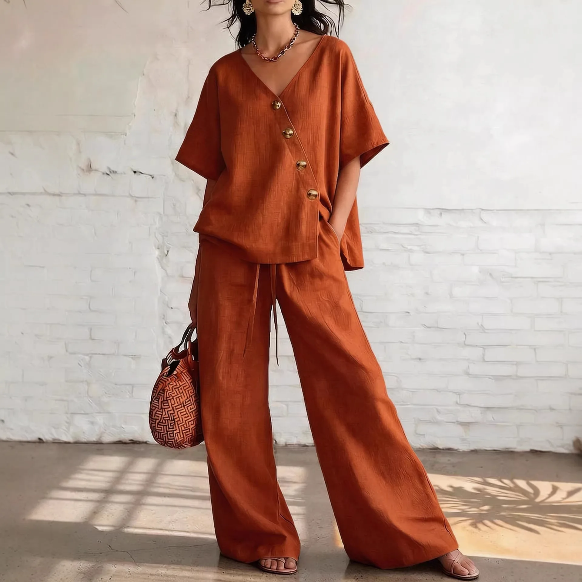 Conjunto de dos piezas de lino - Short Linen Drawstring reseña y precio