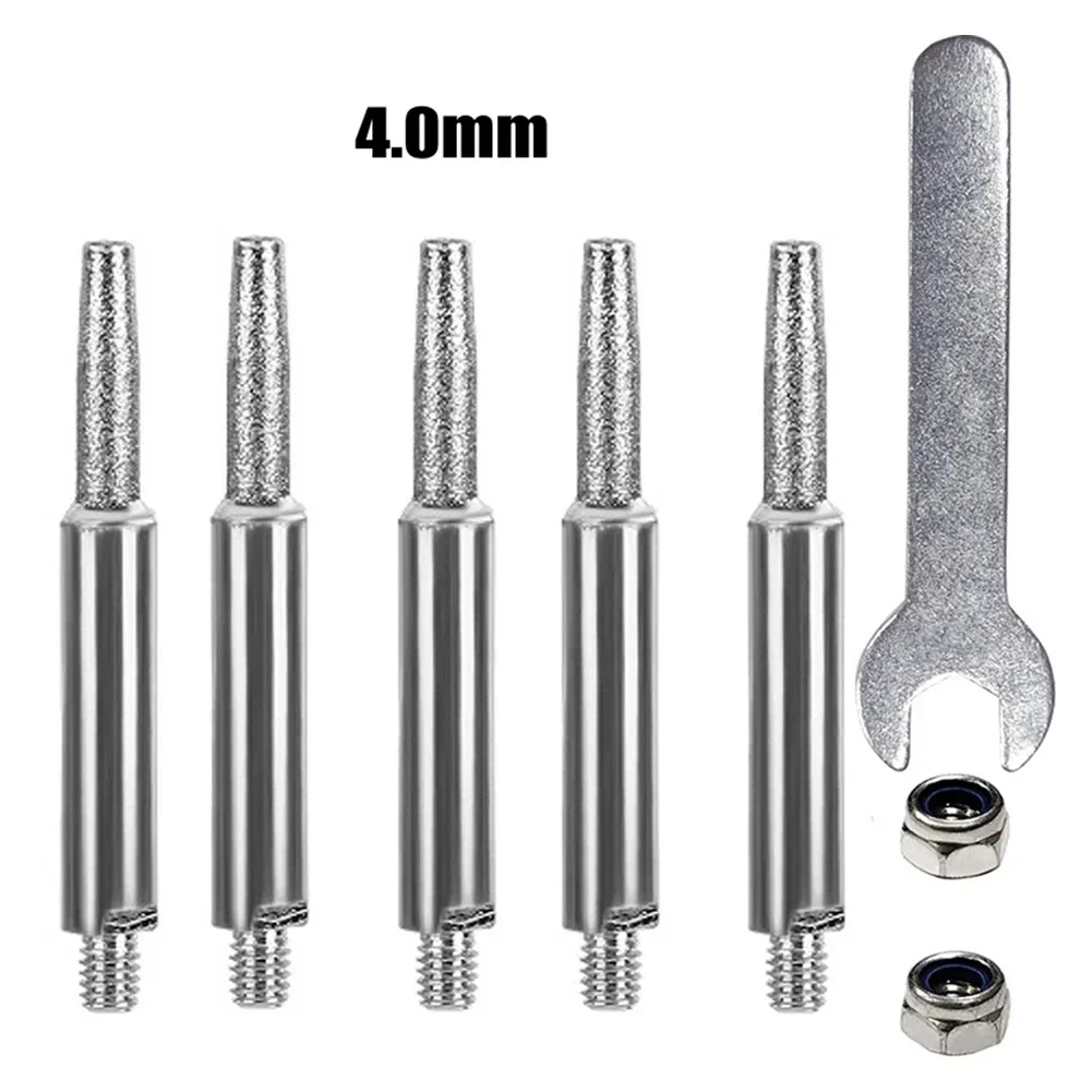 

6pc Set/Chainsaw Sharpener Parts Diamond Coated Grinding Head Cylindrical Burr 4.0mm/4.8mm/5.5mm For Portable Hand Chain Grinder